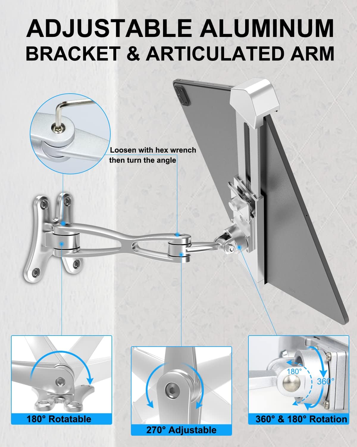 Anti-Theft Tablet Wall Mount, Security Wall Tablet Holder for Kiosk/Retail/Business, All Metal in-Wall Tablet Stand with Lock & Key, for iPad Pro 13 12.9 Air, Galaxy Tab, Surface, 9-14" Tablet