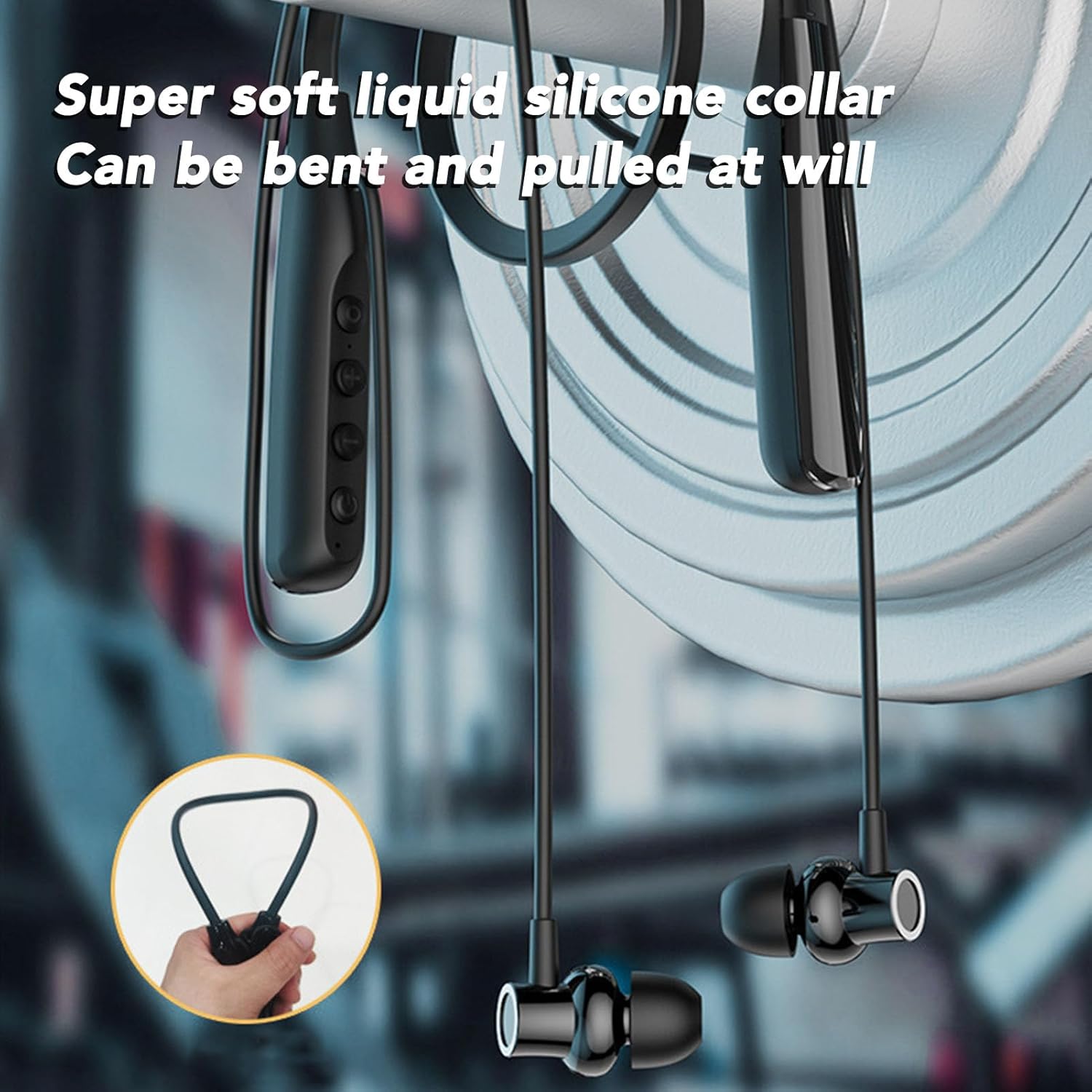 Neckband Bluetooth Headphones, Wireless Earbuds Half in Ear Design, 100 Hours of Listening Time, for Running, Exercising, Traveling, Business Trips