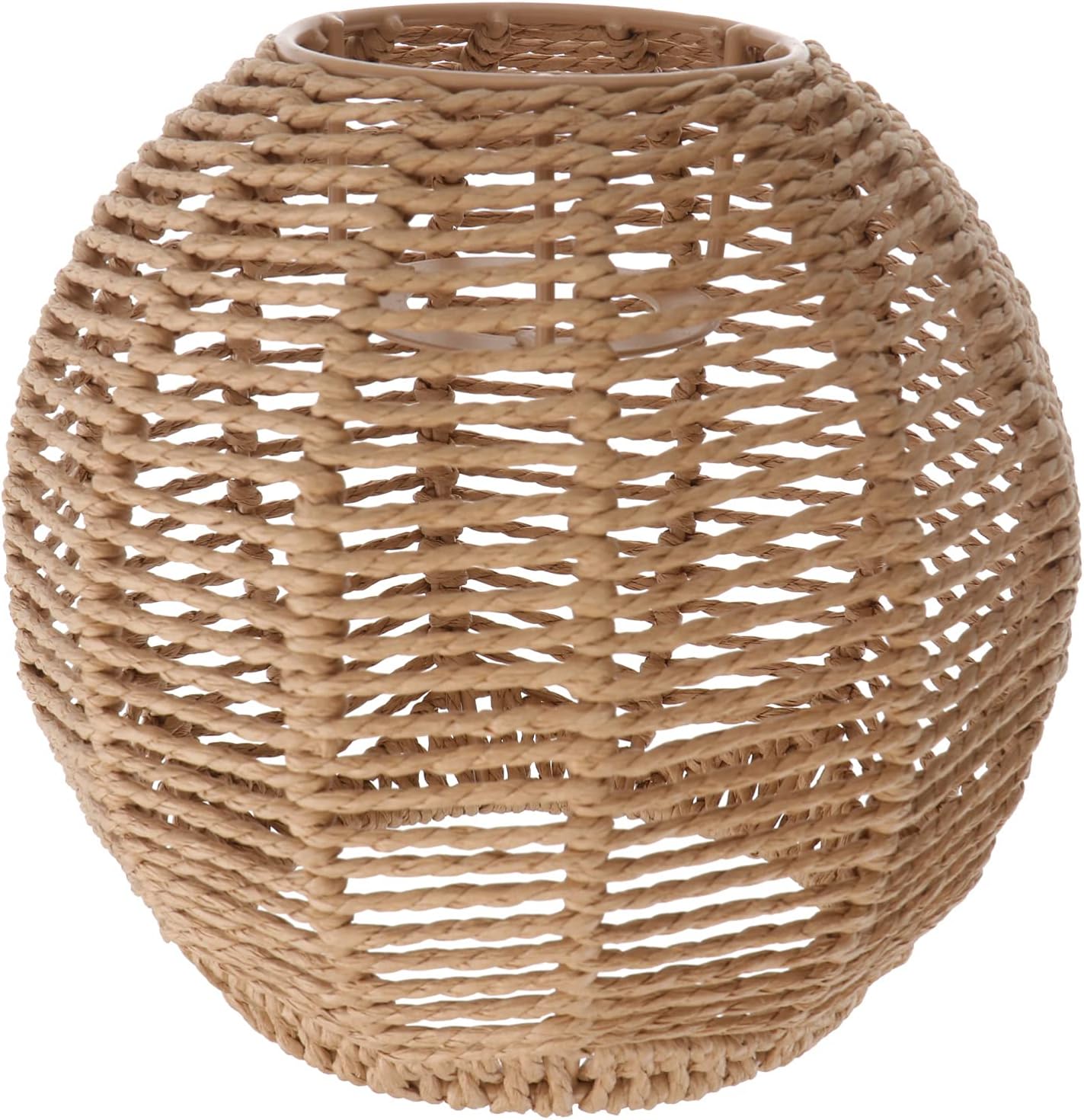 DOITOOL Handmade Woven Rattan Lamp Shade 6X6X5.5 Inch Imitation Rattan Chandelier Cover for Ceiling Pendant Lighting in Living Room Bedroom