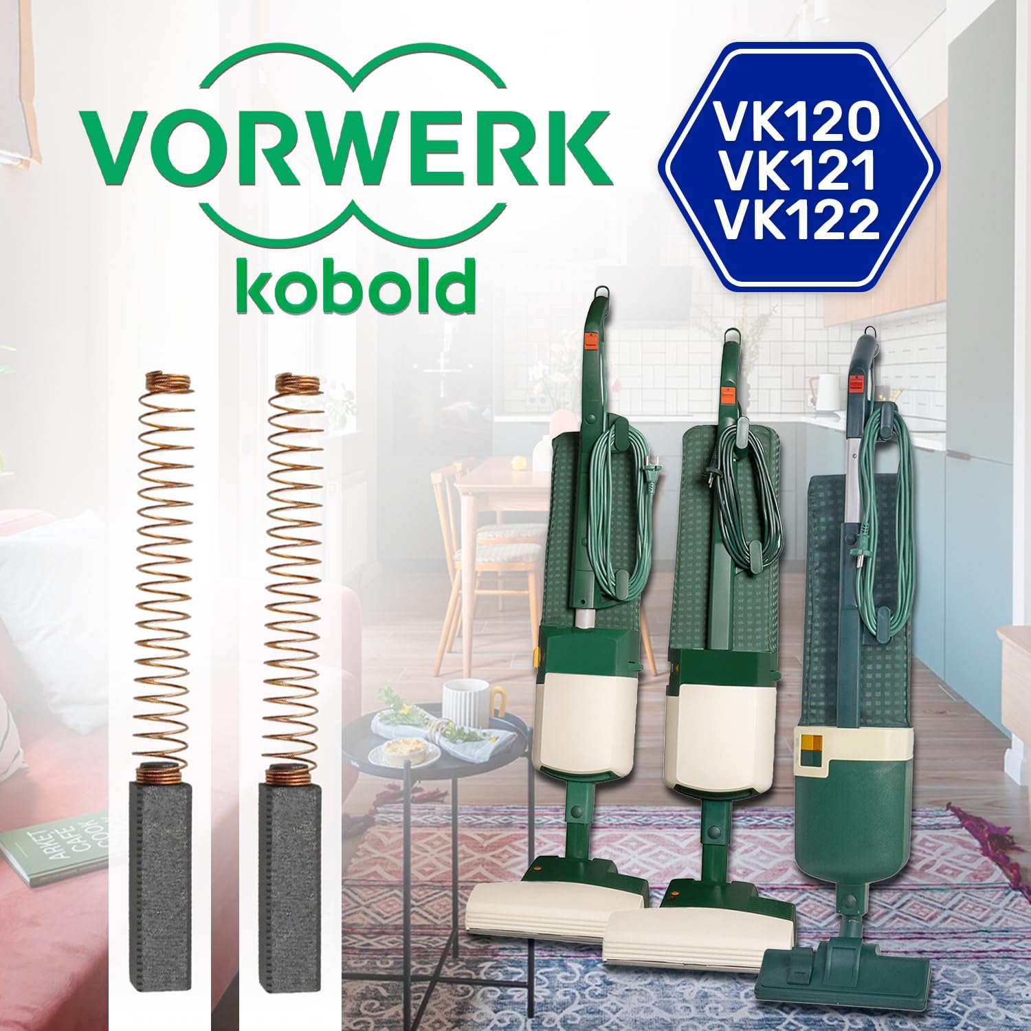 Lot De 2 Balais Charbon Pour Aspirateur Vorwerk Kobold VK119 à VK130 - Neuf - Vhbw