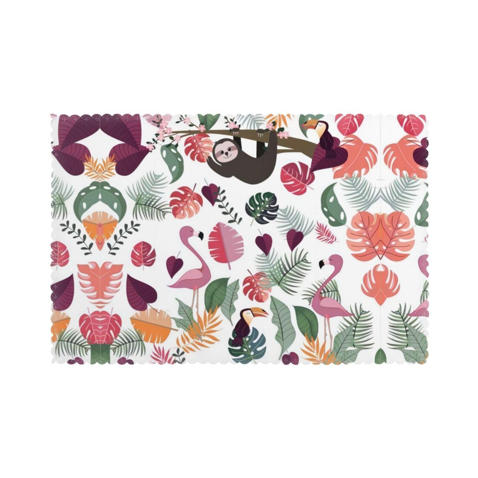 YYHHAOFA Sloth in Pink Tropical Jungle Prints Placemats Set of 6 12x18in – A Thoughtful Housewarming Gift for Stylish Hosts