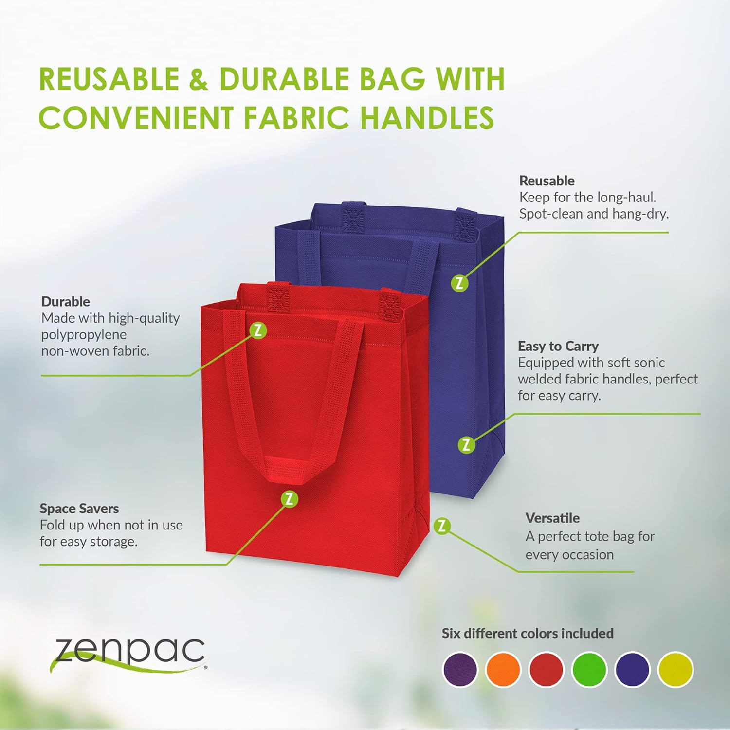 ZENPAC Reusable Gift Bags, Assorted Fabric Tote Bags Small with Handles for Small Business, Holidays, Birthdays, Party Favors, Events, Bulk, 8x4x10, 12 Pack - Image 3