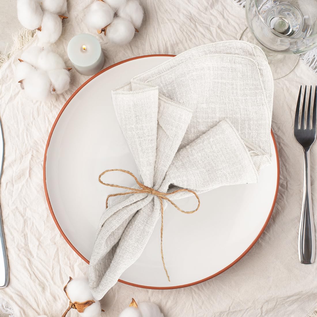 RANJIMA Tovaglioli Oversize in Cotone 100%, 45 x 45 cm (18" x 18") Tovaglioli di Stoffa Grandi Riutilizzabili per Natale Compleanni Matrimoni Decorazioni da Tavolo,Grigio Chiaro