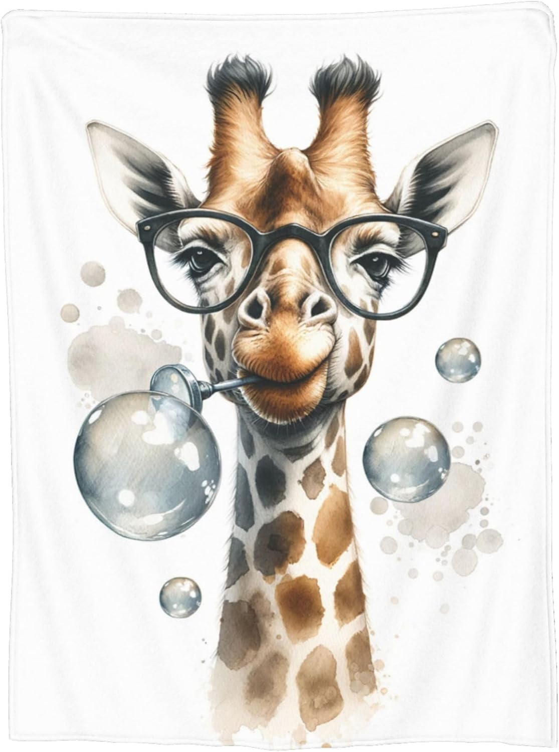 Funny Giraffe Blanket Gifts for Kids Adults Cute Wild Animal Face Throw Blankets Soft Warm Lightweight Cozy Watercolor Throws for Bed Living Room Sofa Couch Birthday Decor 50x60in