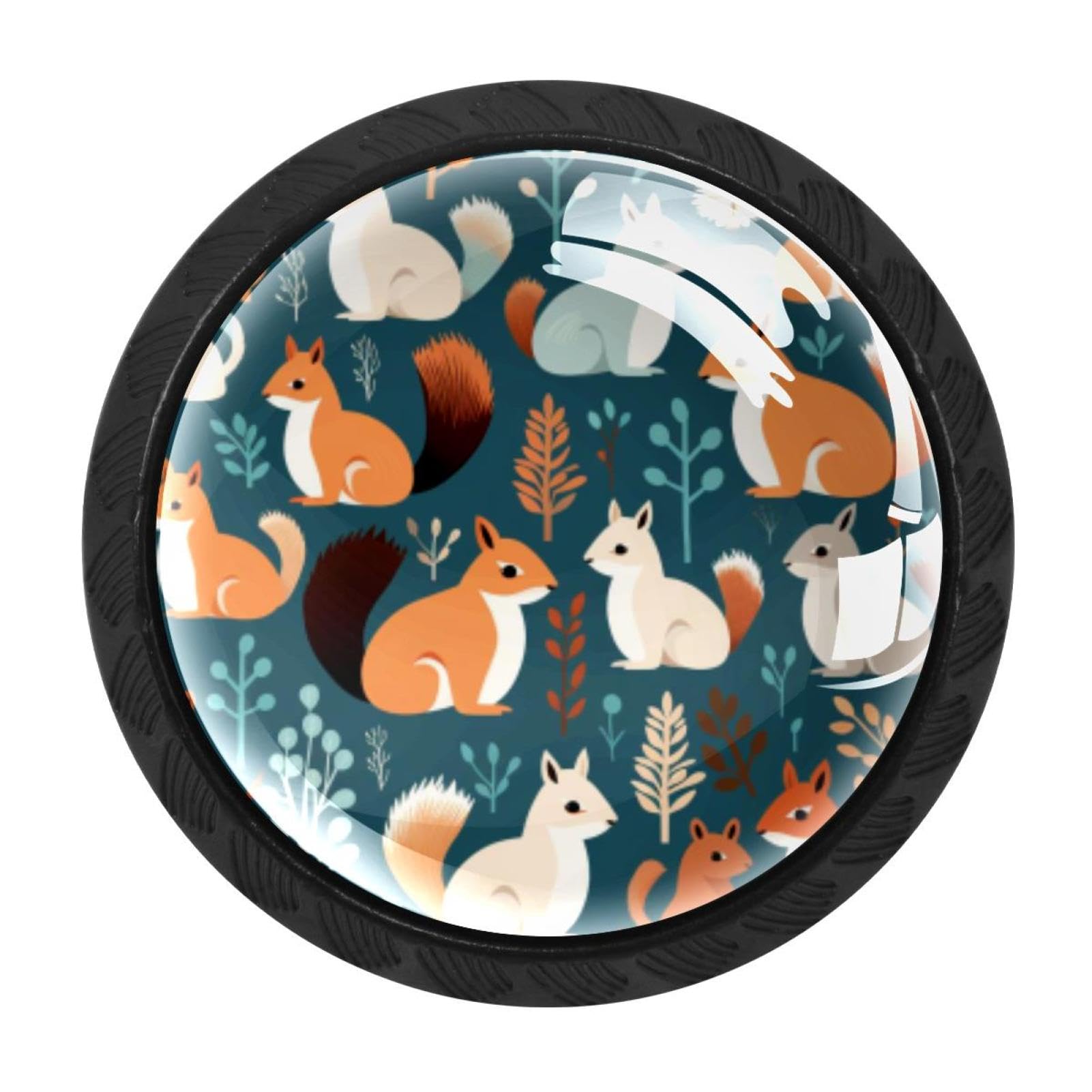 Chenzzzz Multicolored 05 4 Pack Black Squirrel Drawer Knobs, Cabinet Knobs Round Glass Knobs For Kitchen Cabinet Hardware Bathroom 35Mm