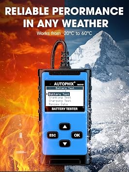 AUTOPHIX BAS100 Car Battery Tester 12V 24V, Accurate Automotive Load Meter Alternator Analyzer 100-2000 CCA Load Tester, Charging & Cold Cranking Test for Cars Truck Motorcycle Boat and More