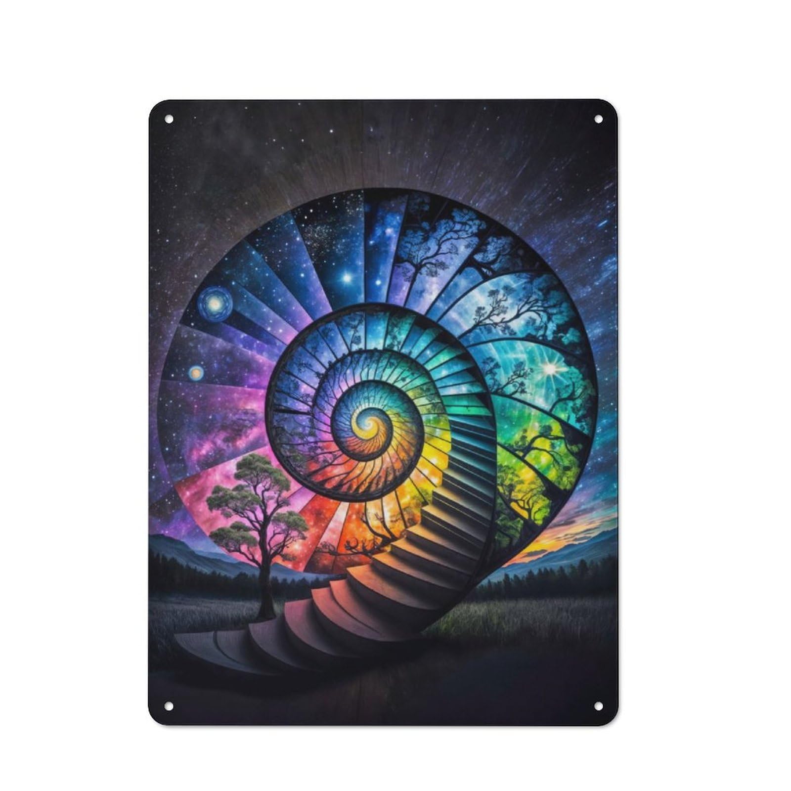 Junmoney Spiral Time Rustic Metal Sign 40X30cm For Hallway Wall, For Collectors Of Rustic Metal Wall Decor