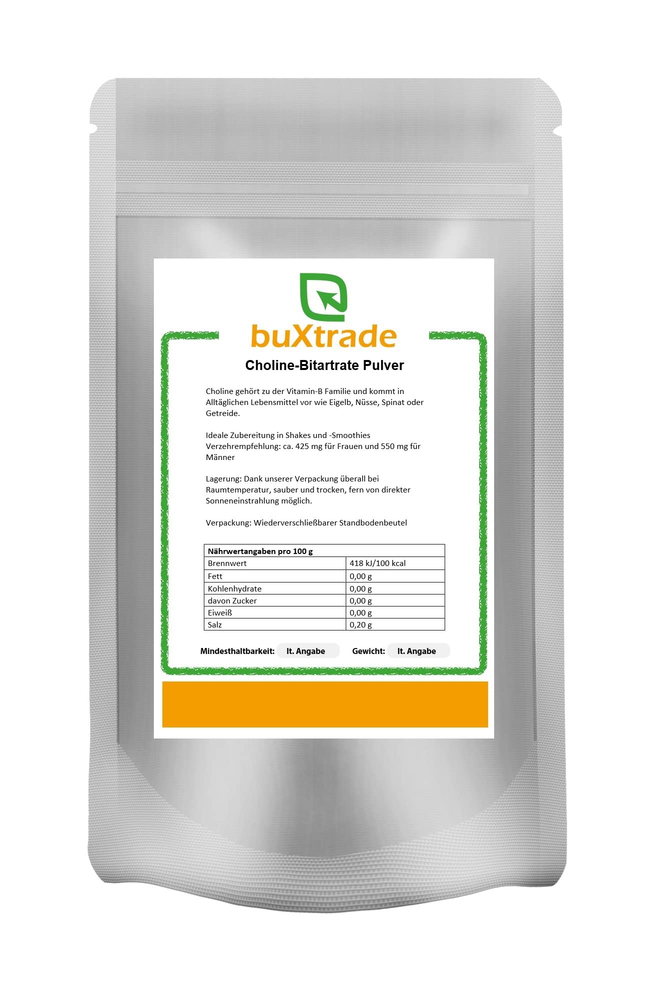 1 kg Choline Bitartrate Pulver | Non-GMO | Cholin | Vitamin B4