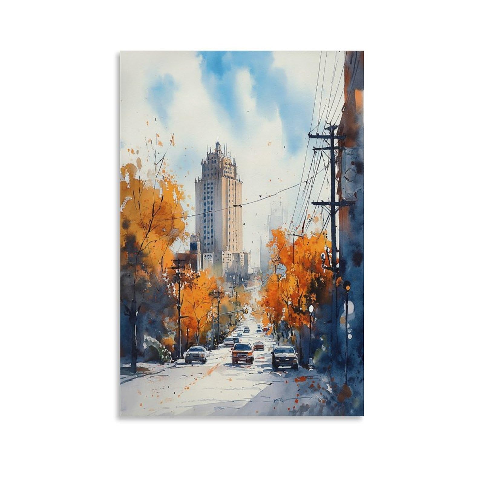 CNAHEIZ WINNIPEG Canada Edition Manitoba 20x30inch(50x75cm) Vintage Travel Poster Watercolor Canvas Art