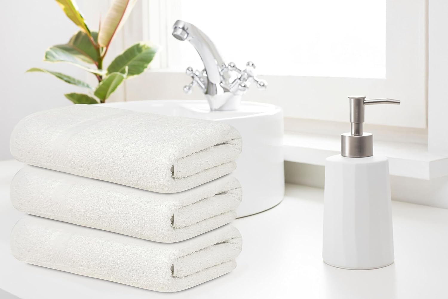 ZUPERIA White Bath Towels Bulk 20 Pack (24 x 48 Inches) - 100% Cotton Economy Light Weight Towels for Commercial Use - Quick Dry, Ultra-Soft, and Absorbent Bulk Towels