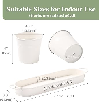 PERFNIQUE Indoor Herb Garden, Herb Planter for Indoor/Outdoor, Farmhouse Plant Pots, Windowsill Herb Garden with Tray(Planter only) Window Pots