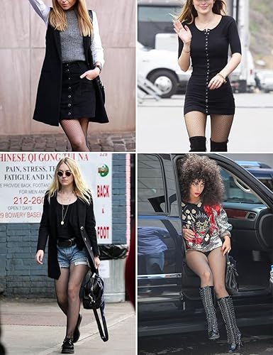 Miniatura 6 de Medias de red para mujer con cintura elástica, mallas con dedos reforzados, mallas de red con alta elasticidad