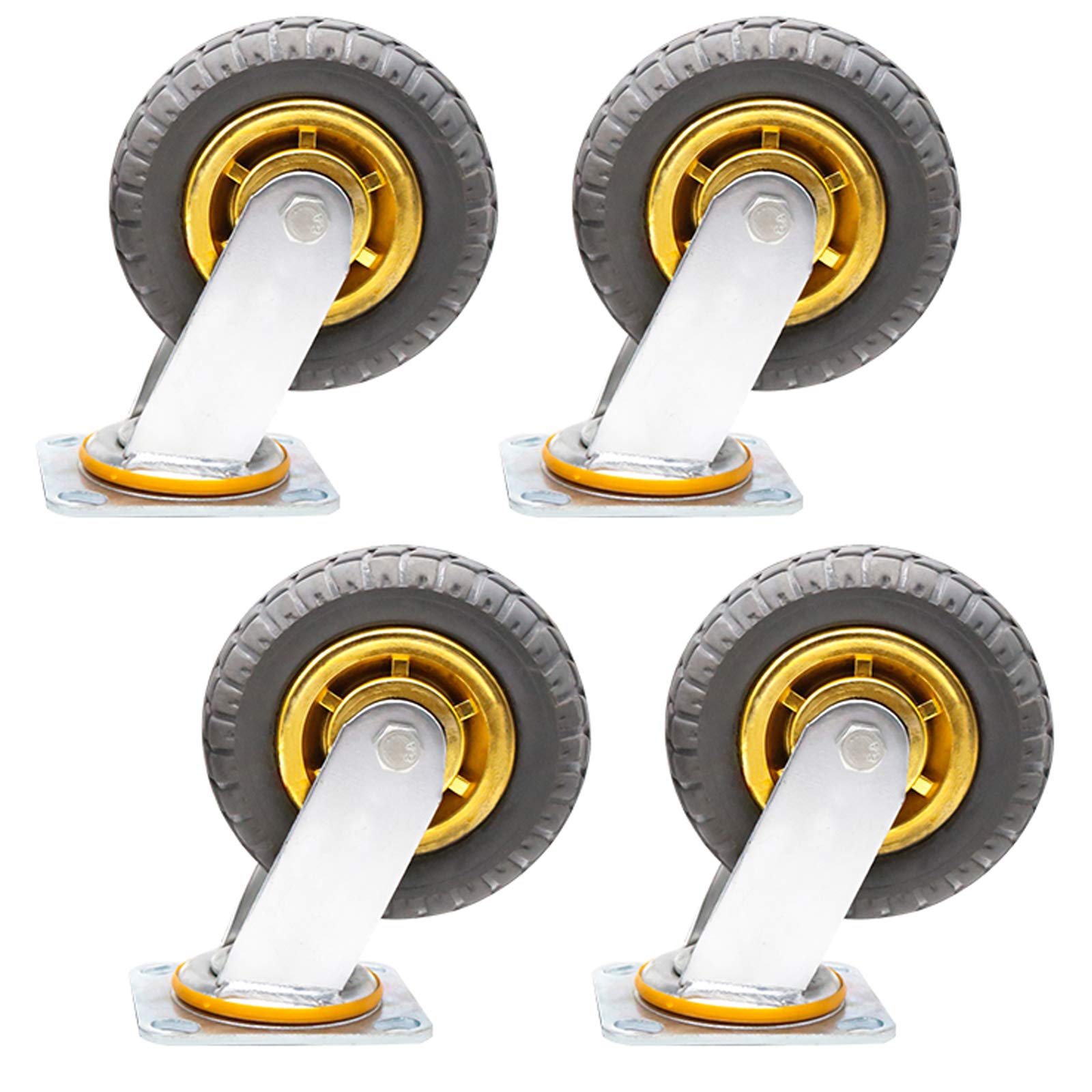 ZGUOUZANTYE Industrial Caster Wheels Heavy Duty 360° Swivel Transport Trolley Furniture Castors Silent Rubber Wheel Pack of 4(Universal,125mm)
