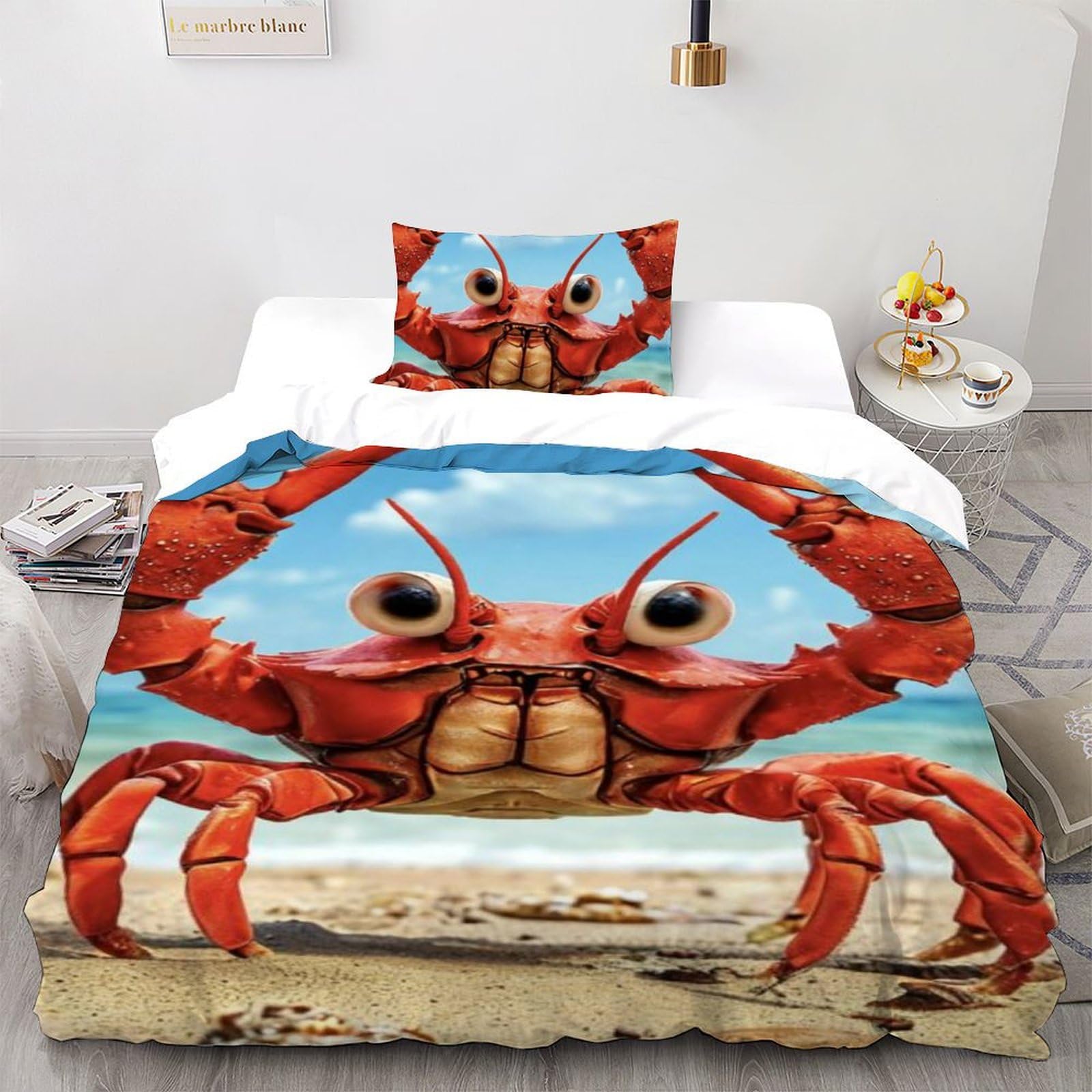 Housse de couette crabe animée pour créer un lit enfant ludique et confortable
