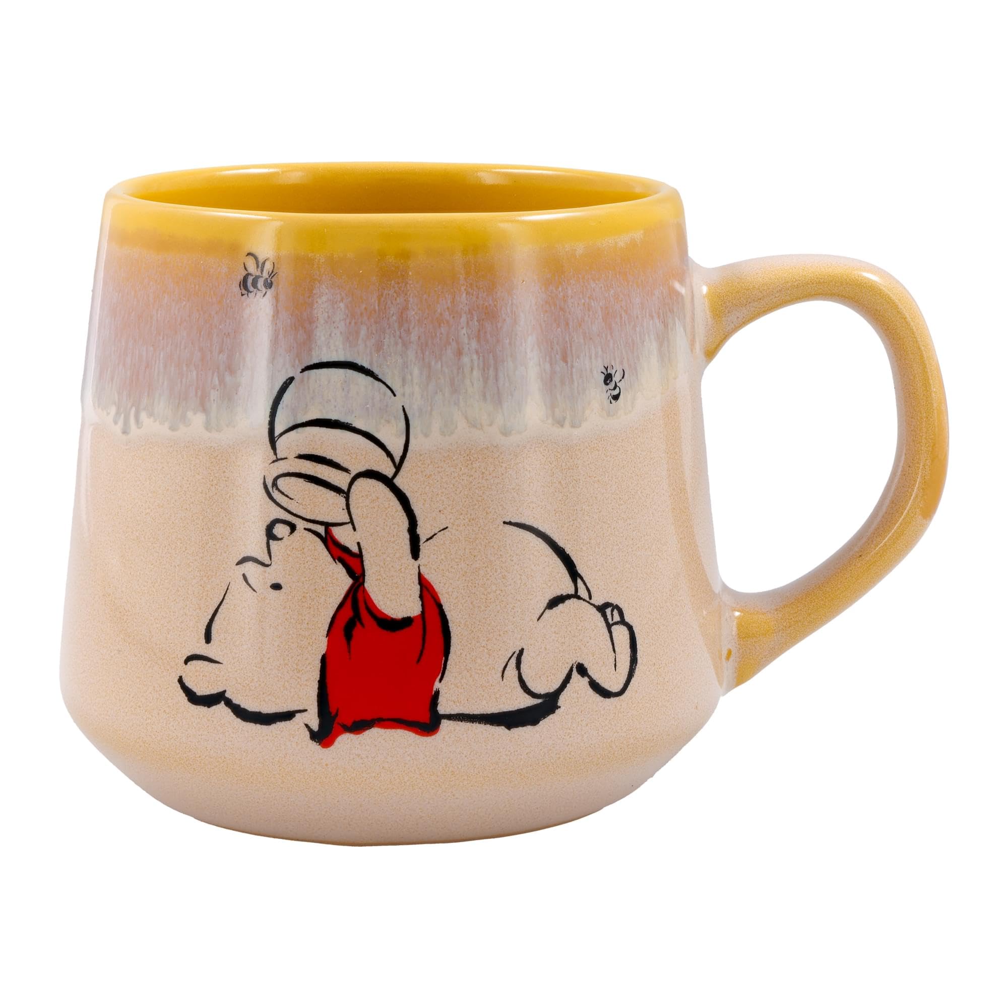 Winnie the Pooh The Pooh-Brush Style Sweet Like Hunny Reactive Glaze Tapered Pottery Mug, 14 Ounces