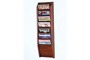 Wooden Mallet 7-Pocket Cascade Magazine Rack - Wall Mounted Mahogany Home Storage