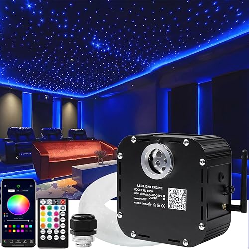 AZIMOM Kits de luz de estrellas de fibra óptica centelleante de alto brillo de 50 W, 800 piezas, hebras de fibra de 16.5 pies, brillo final,