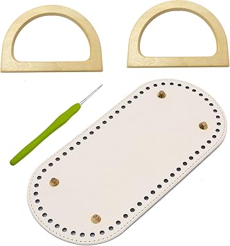 Yayatty Wooden Purse Handles and Leather Oval Bag Making Supplies with Nail Bottom Shaper and D-Shaped Handbag Handle