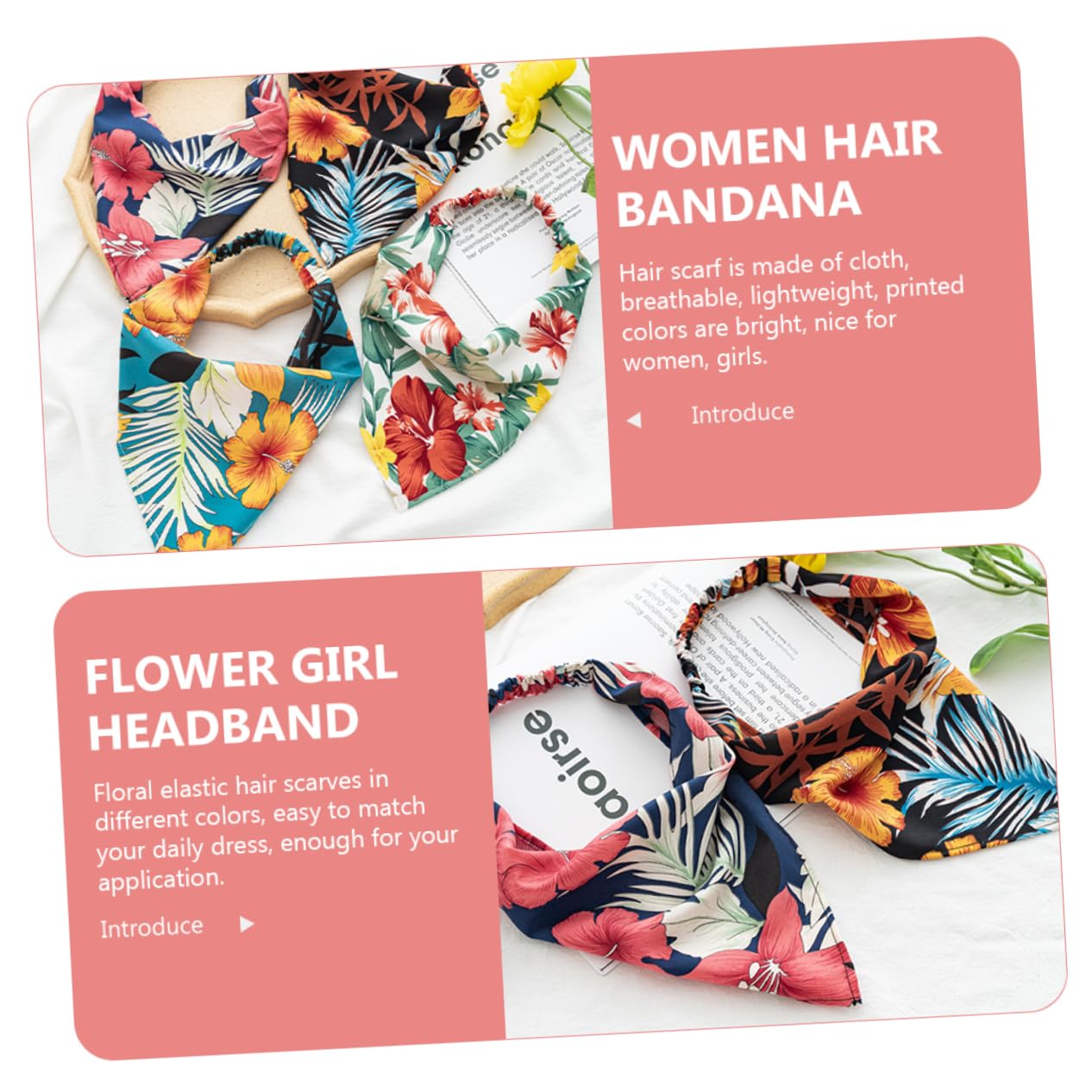 4 Set Di Bandane Per Da Donna Con Motivo Floreale Elastiche Alla Moda Per Donne 4 Pezzi*4