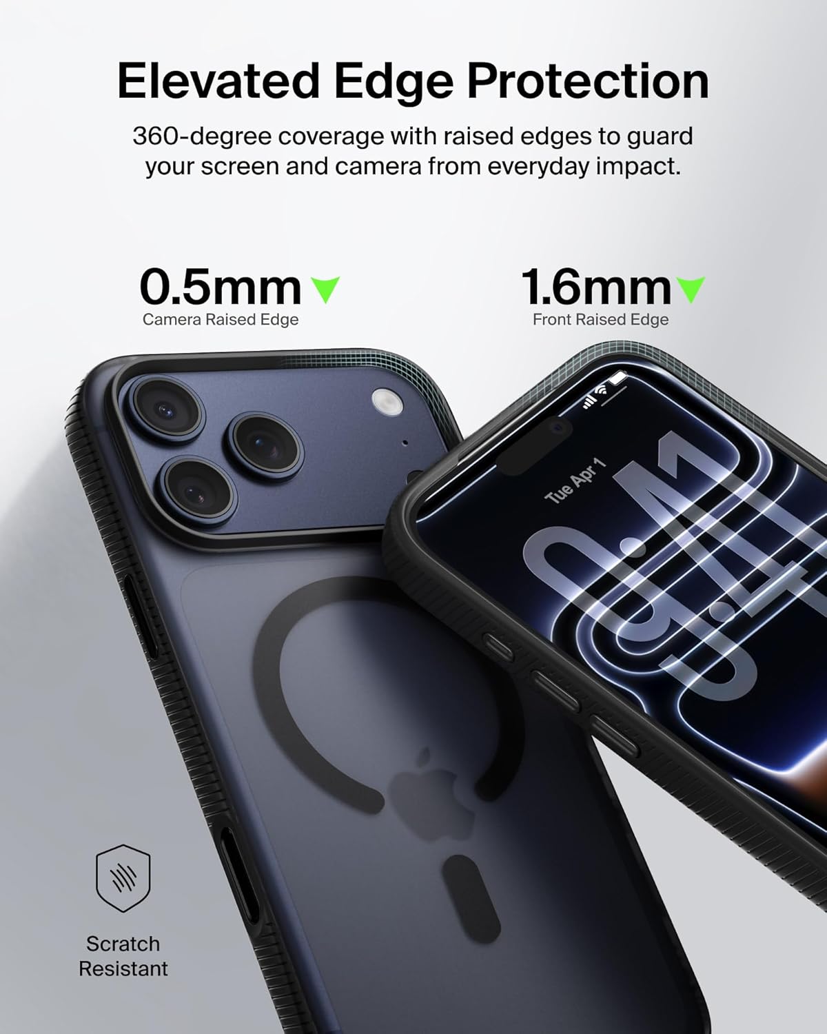 Belkin for iPhone 17 Pro Max Case, Grip, MagSafe Compatible w/Anti-Scratch & Anti-Yellowing Coating, Touch Sensitive Camera Control - Military Grade, Anti-Slip, Magnetic, Shockproof, Protective