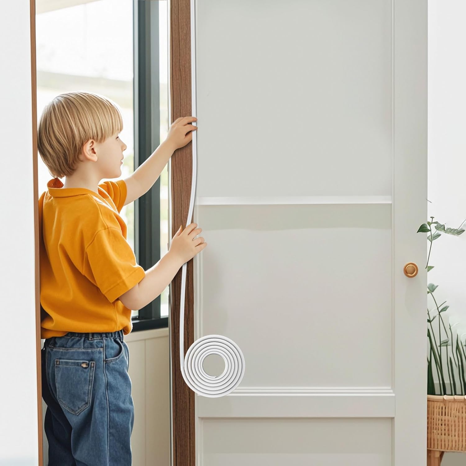 Nest Wood Foam Door and Window Seal Strip, High Elasticity, High Adhesion Rubber Insulation Tape, Windproof Soundproof Door Foam (White, 6.5FT/2meters)
