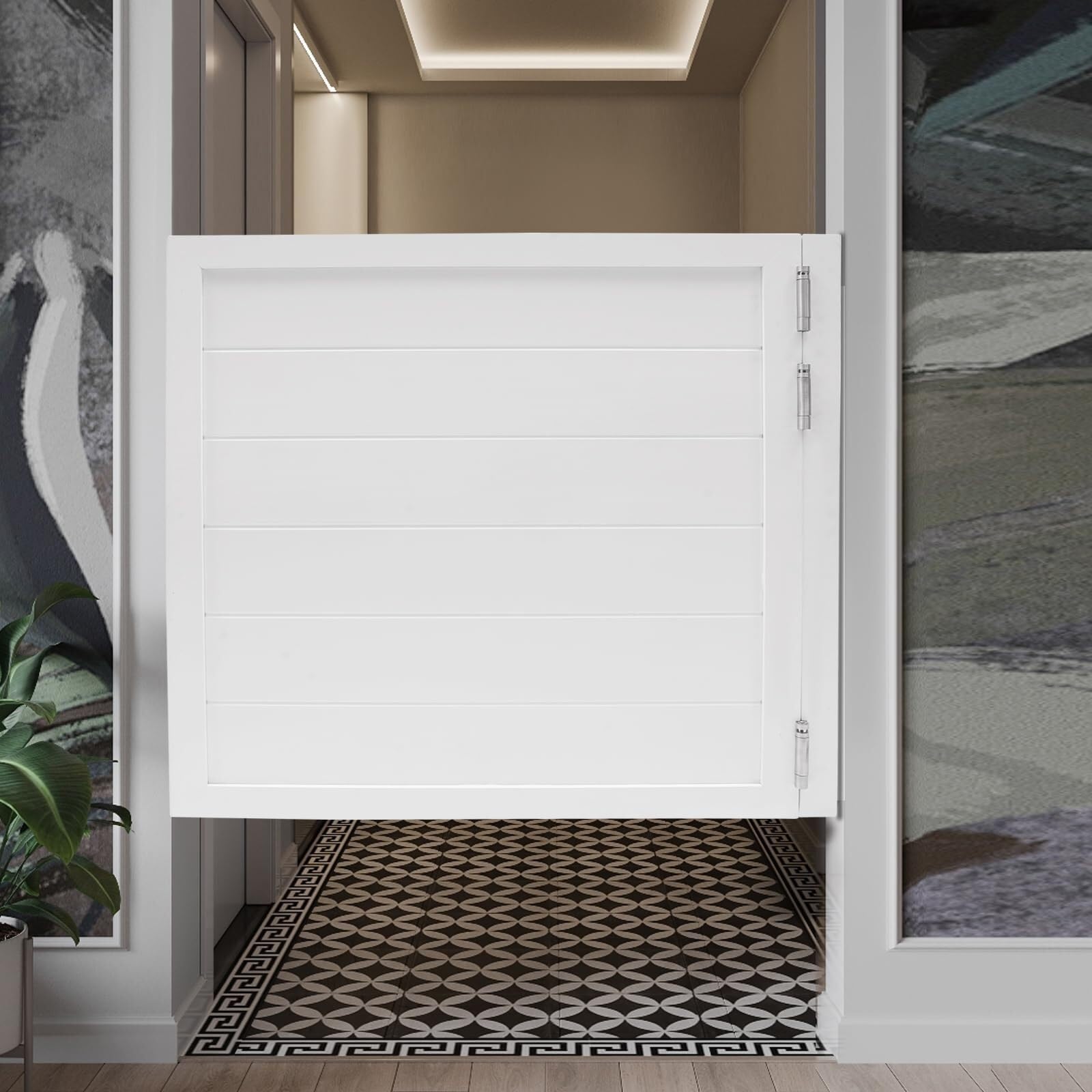 Porte a battente for bar, porte a battente con divisorio interno in legno for saloon con 3 cerniere for ingresso, cucina, negozio, pub, veranda(35.4 * 35.4in-White)