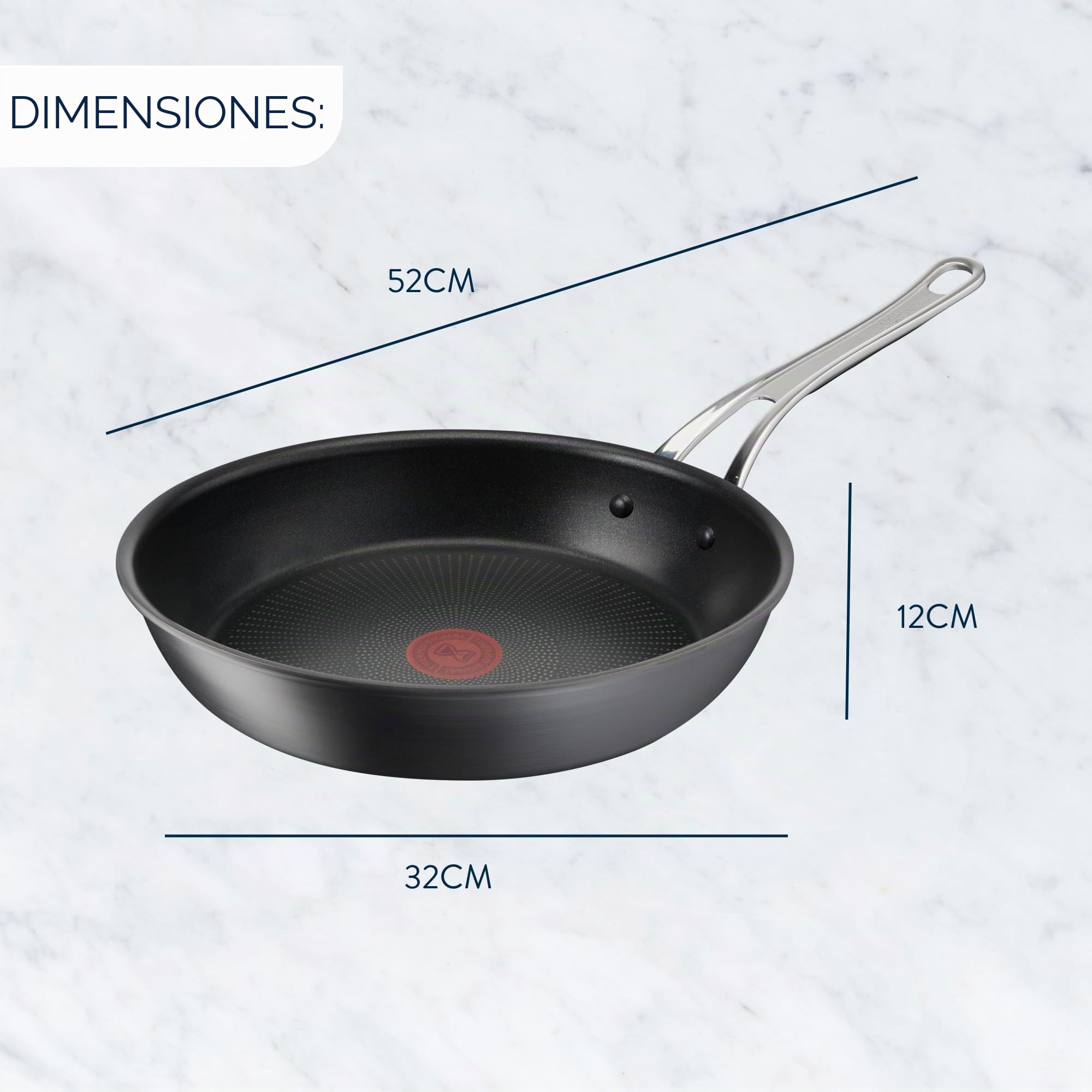 Tefal Jamie Oliver Cook's Classics H9120744 - Sartén antiadherente, apta para horno, inducción, mango remachado, aluminio anodizado duro, 30 cm, color negro