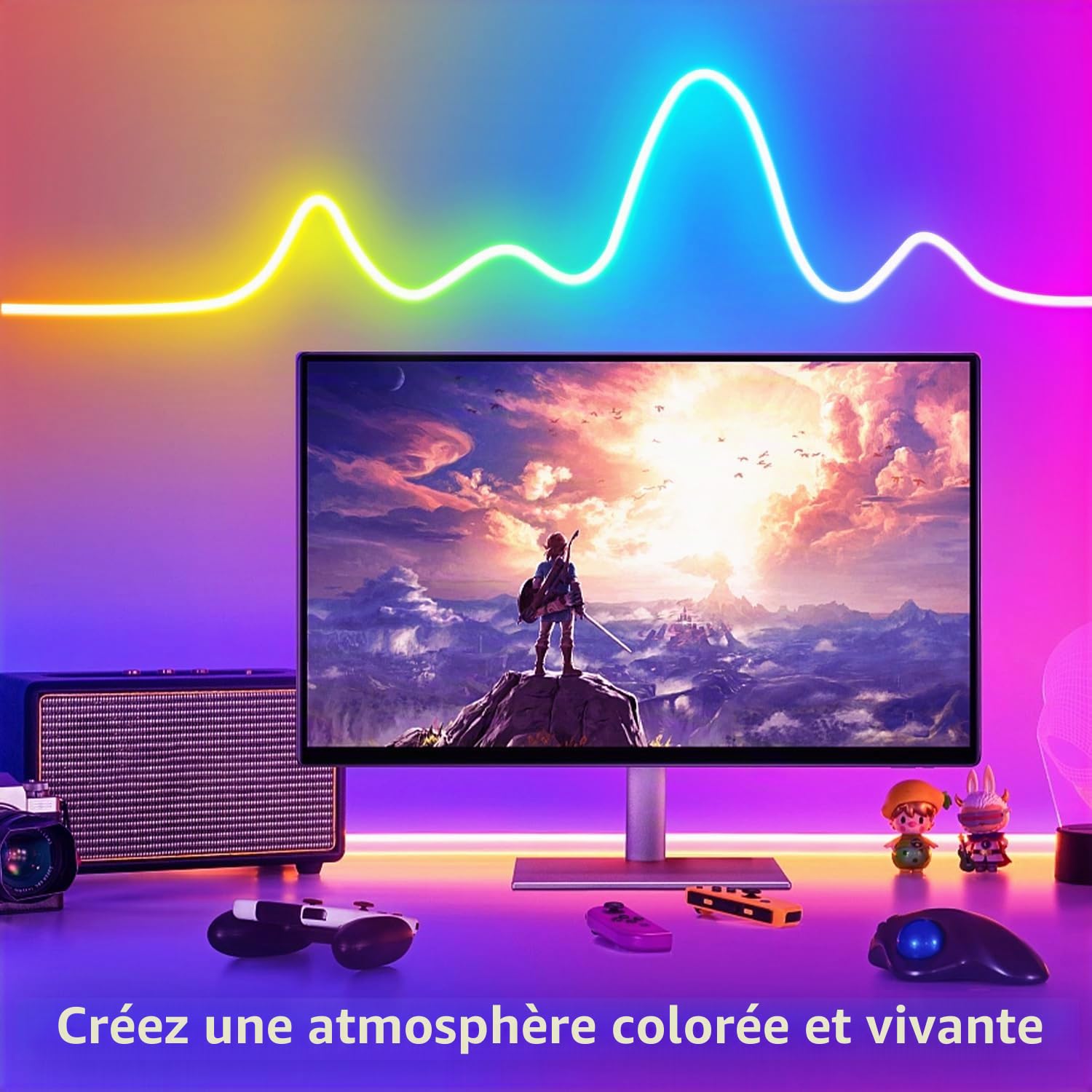 segrass Bande LED Néon 30 m avec télécommande et commande APP, IP65 étanche, bande LED RGB flexible 24V, bande LED néon applicable pour la chambre et la décoration extérieure (2 rouleaux de 15 m)
