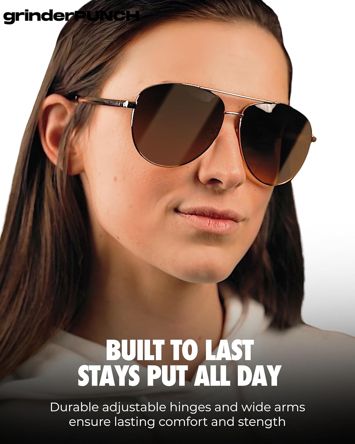 grinderPUNCH Big XL Wide Frame Extra Large Polarized Aviator Sunglasses for Big Heads Men Oversized