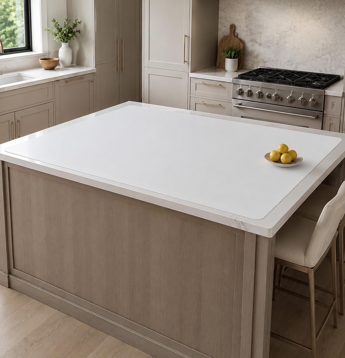 Extra Large Silicone Mat for Kitchen Counter,48''x32''(120cmx80cm) Heat Resistant Countertop Protector, Non-Slip Waterproof Kitchen Island Mat, Easy to Clean, Semitransparent
