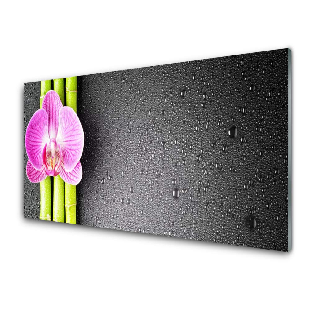 Tableau en verre trempé 100x50cm Tulup - Déco murale moderne bambou avec 4 crochets de fixation