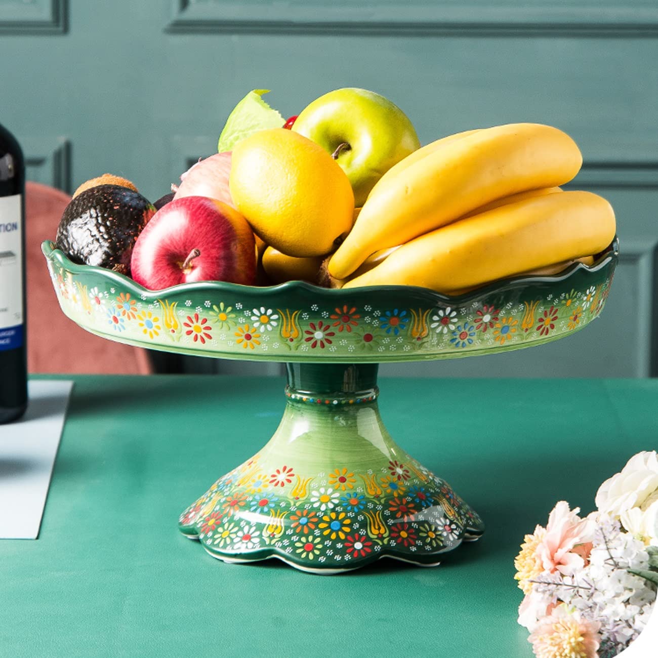 plateau à fruits, Assiette de rangement baies compote avec piédestal haut