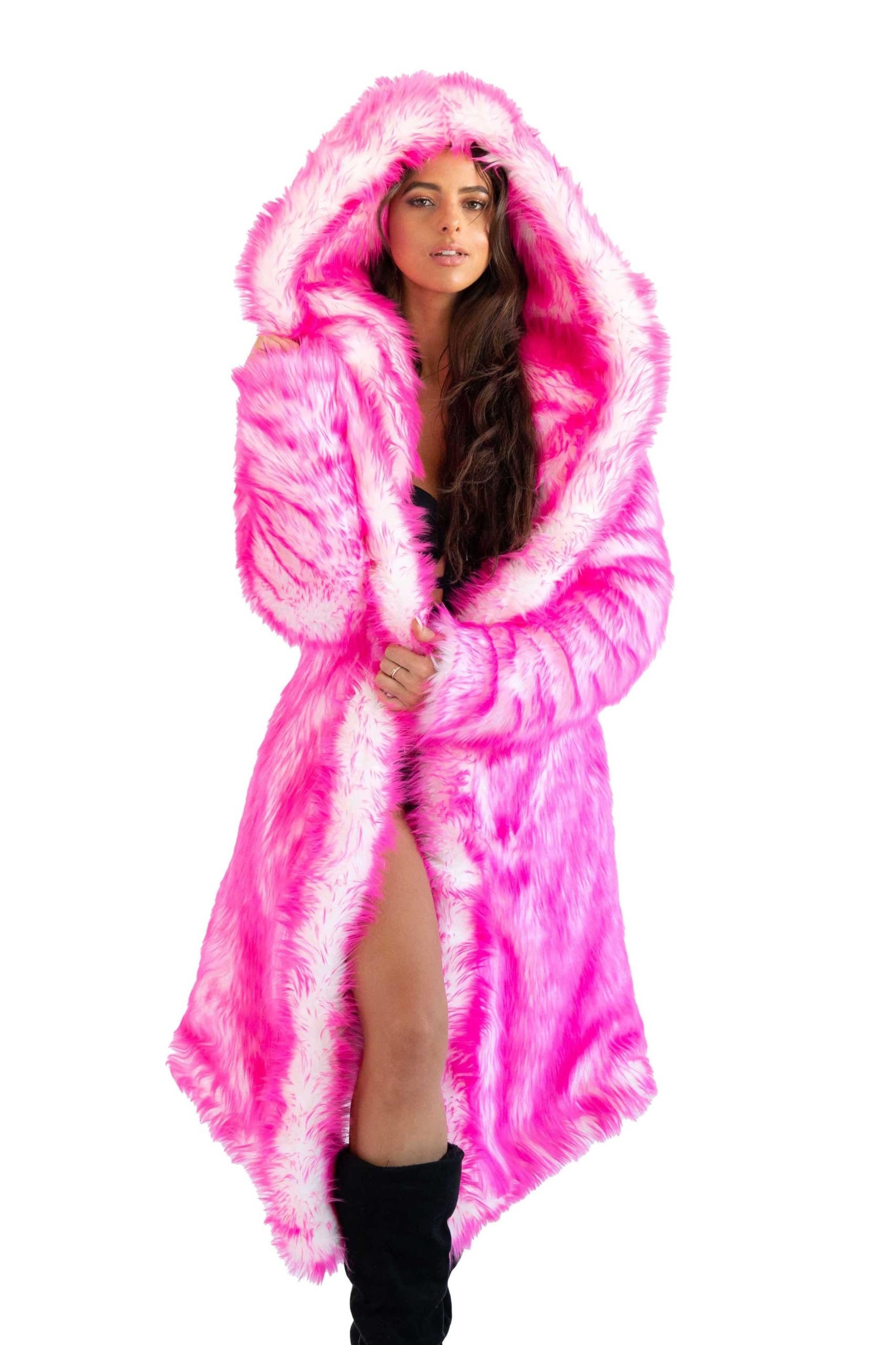 Women LED Costume Faux Fur Coat Remote Controlled LED Lighting Festival And Party Costume Jackets