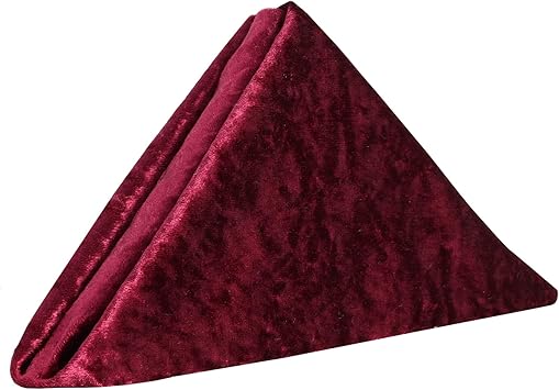 YOUR CHAIR COVERS - 10 Pack 20 Inch Crushed Velvet Napkins, Serged Table Napkins for Restaurant, Bistro, Wedding Burgundy