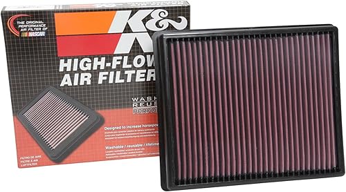 K&N Filtro de aire del motor: reutilizable, limpia cada 75,000 millas, lavable, premium, filtro de aire de repuesto para automóvil: compatible con
