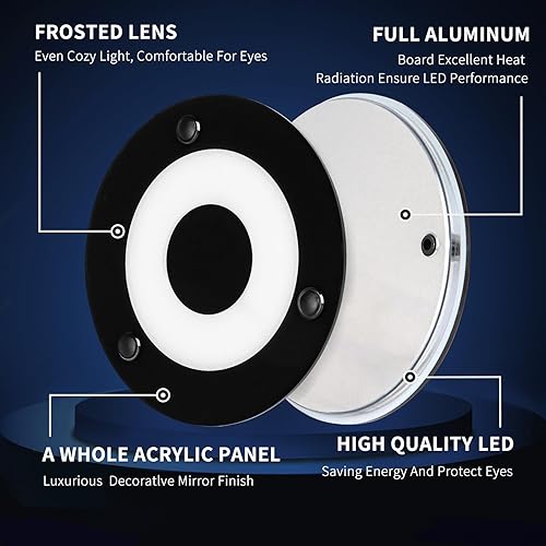 Miniatura 2 de acegoo Luz LED de techo de 12 V, luz de disco acrílico para caravana, barco, autocaravana, remolque, viaje, 4-34 pulgadas, montaje en superficie,