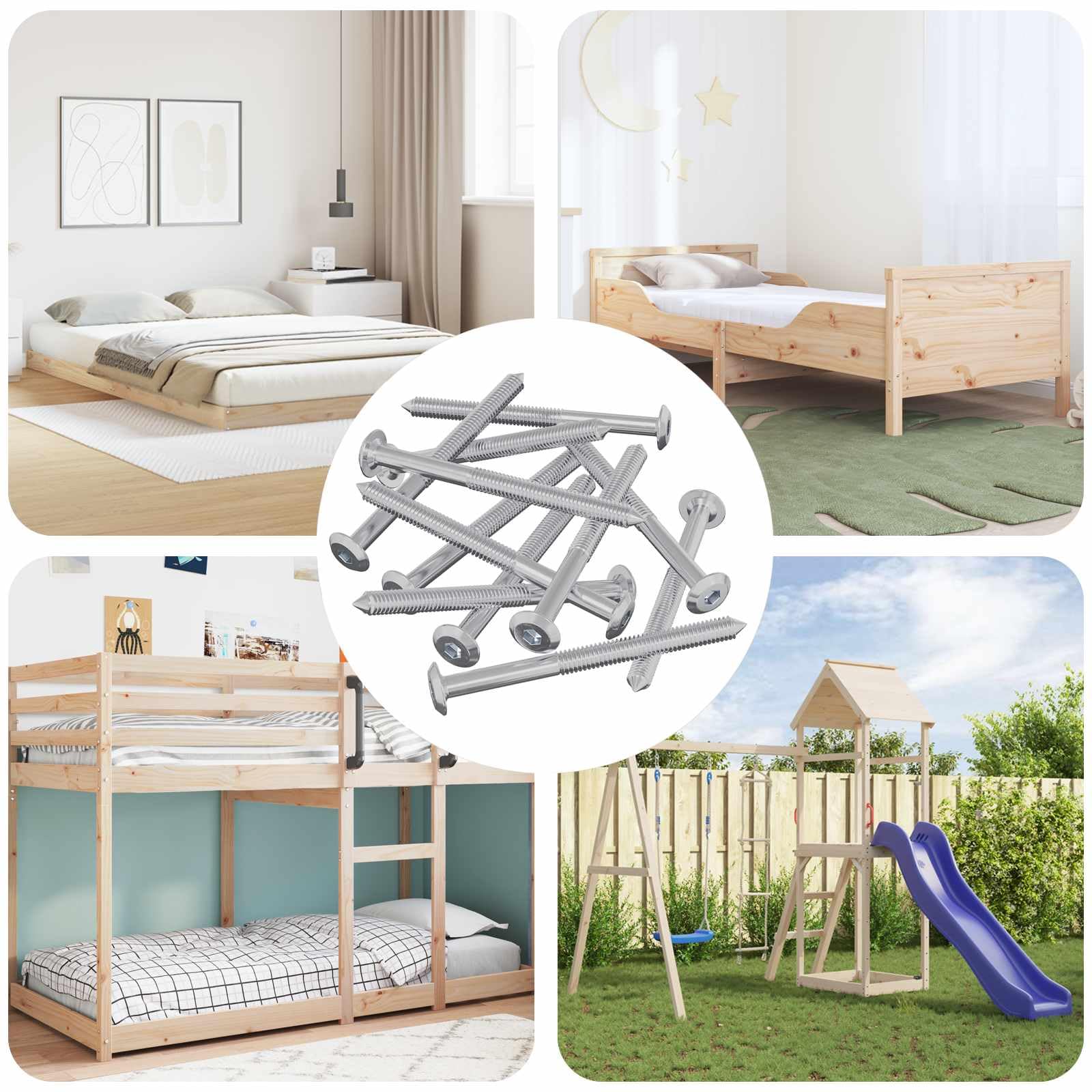 vidaXL Tornillos de Muebles 1200 uds. Plateado Acero
