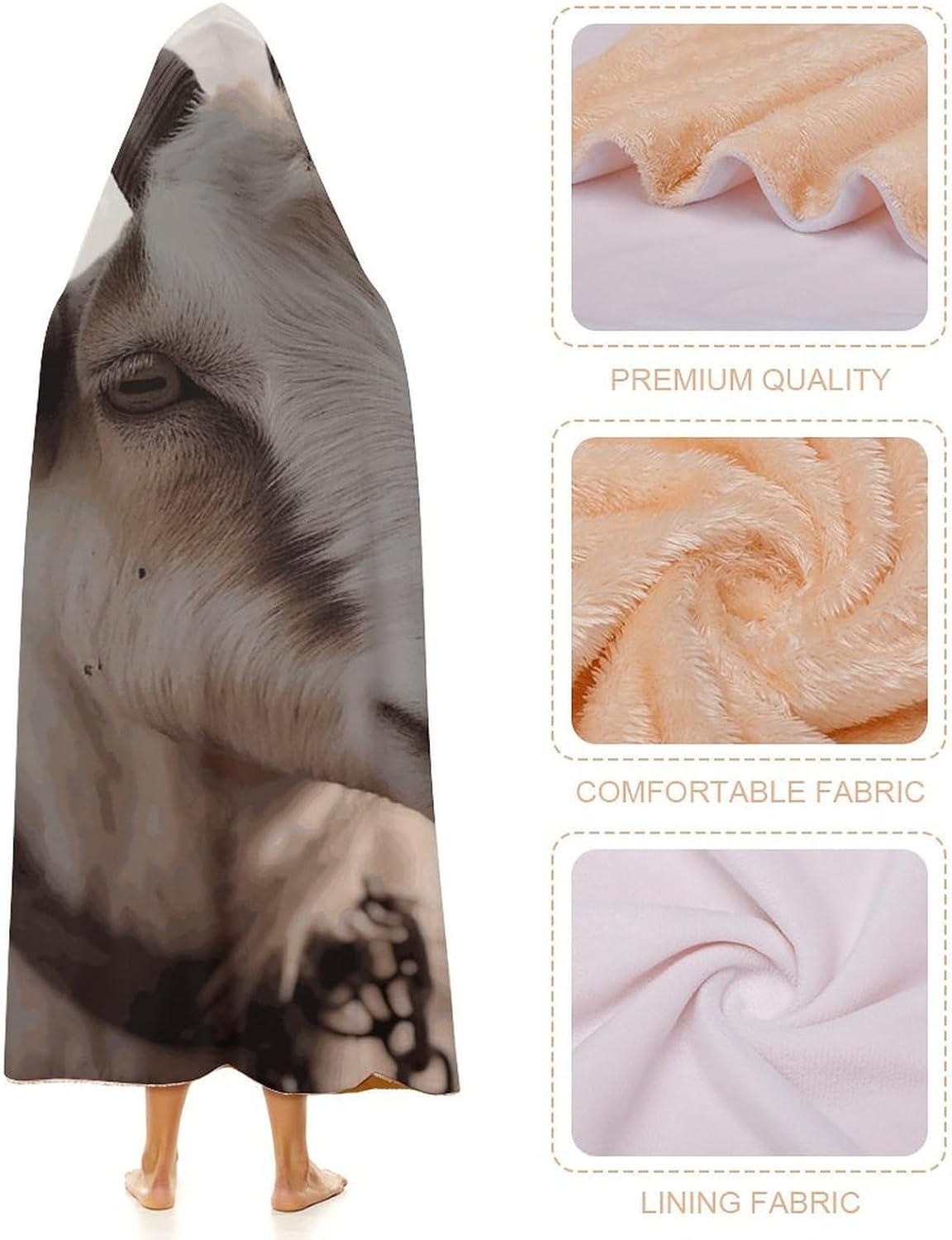 Goat on Hillside Hooded Blanket Cozy And Functional,Wearable Blanket Hoodie for Women Men,Blanket Poncho Presents50 x60