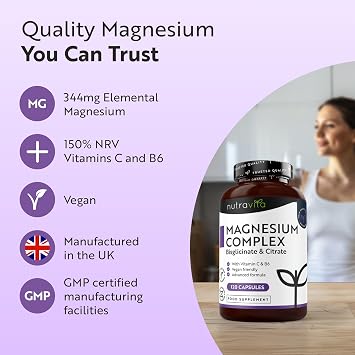 Nutravita Magnesium Glycinate Complex with Vitamin C & B6-120 Capsules
