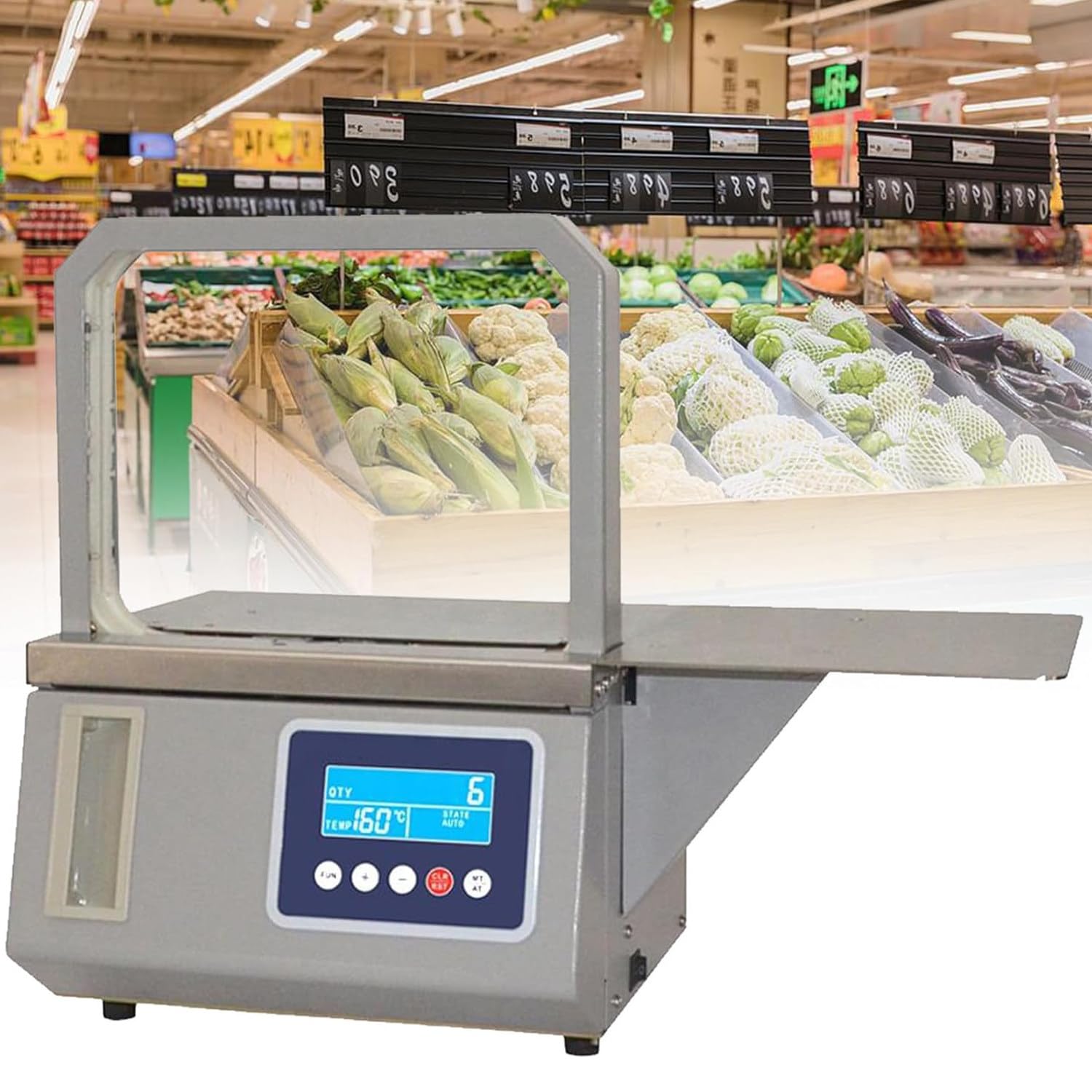 Zykuosus Automatic Hot Melt Tape Strapping Machine, Photoelectric Vegetable Bundling with Count Display, 1.5s Rapid Band, Two Working Modes for Efficient Supermarket Packaging