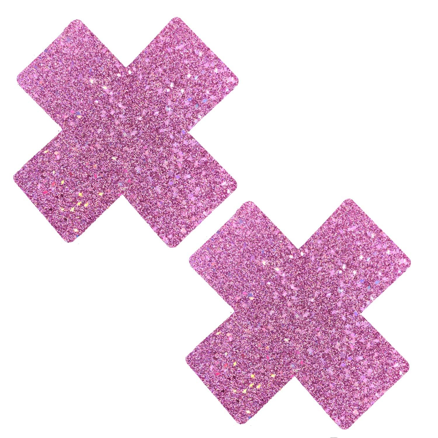 Neva Nude Iridescent Crystal Beamz Nipztix Pasties Nipple Covers for Festivals, Raves, Lingerie and More, Made in USA: Pegasus Kisses Iridescent Pink Purple Iridescent Glitter