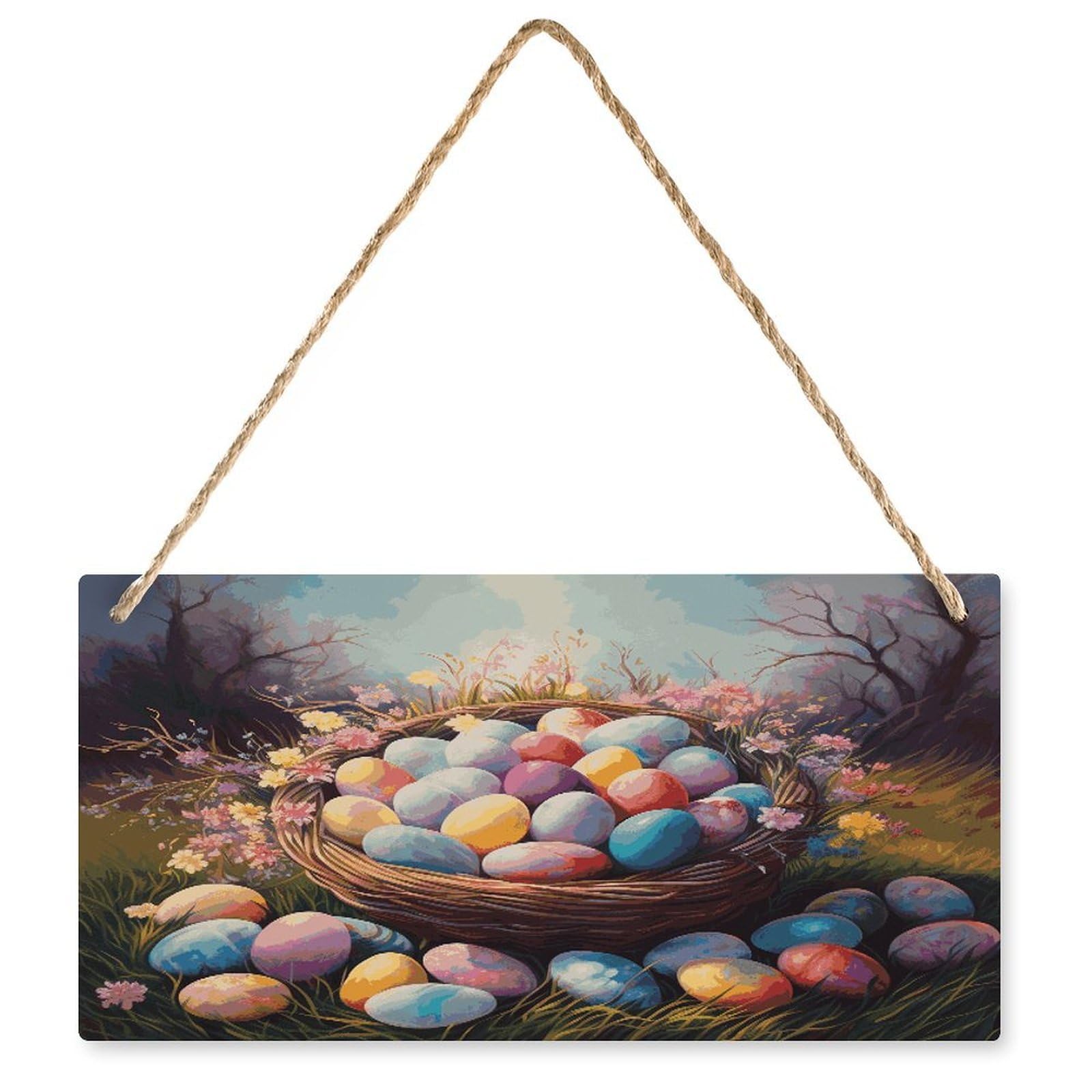 Fodpand Style Easter Eggs1 Wall Art Wooden Hanging Sign Decor, Artwork For Wall Decoration, Funny Plaque For Bedroom Kitchen Living Room Home Decoration 9.8 X 4.9 Inch
