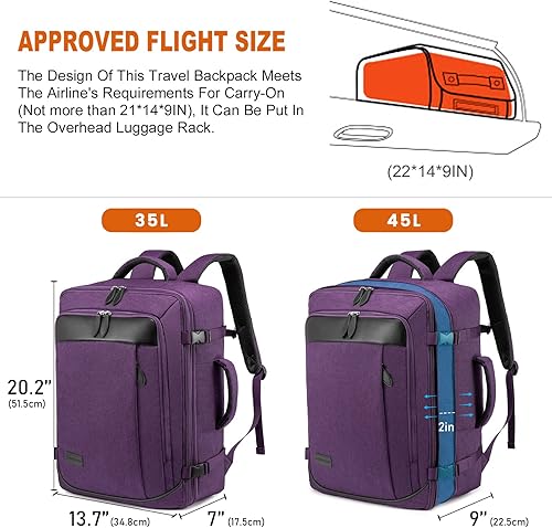 Miniatura 2 de LOVEVOOK Mochila de transporte, mochilas de viaje extra grandes de 40 litros aprobadas por aerolíneas con 4 cubos de embalaje para mujeres y