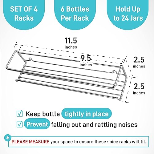 Miniatura 4 de Estante de especias montado en la pared de 4 niveles, organizador de especias de cocina que ahorra espacio para condimentos, colgante de tornillo o