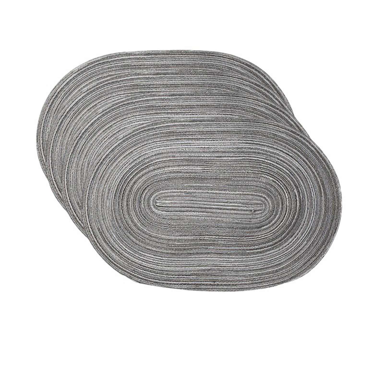 Oval Table Mats Beige Oval Placemats Set Of 4,Place Mat Washable Table Mats For Kitchen Dining(Grey)