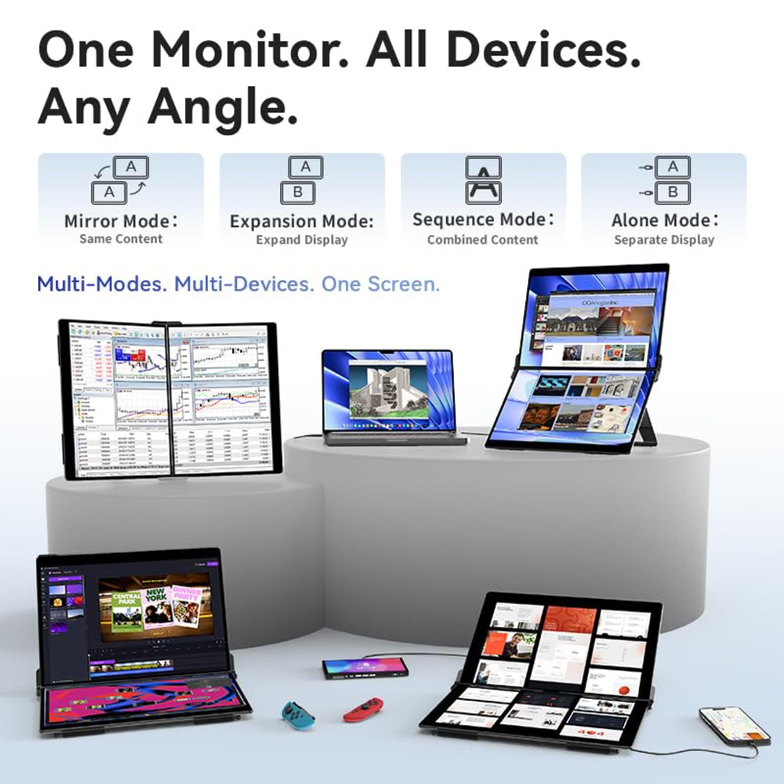 EHOMEWEI X2 Air, Touch Dual Screen mit Stylus, 14,2 Zoll 2,8K IPS Display, 90Hz Dual Screen, Schwarz, 400 Nit Helligkeit, 100% sRGB, für Büroarbeiten (Dual Screen Touch, 14,2 Zoll)