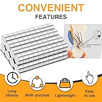 Vista 3 de TRYMAG Imanes pequeños de neodimio de 6x2mm, 150 piezas de imanes pequeños de tierras raras para pizarra, discos pequeños redondos para nevera