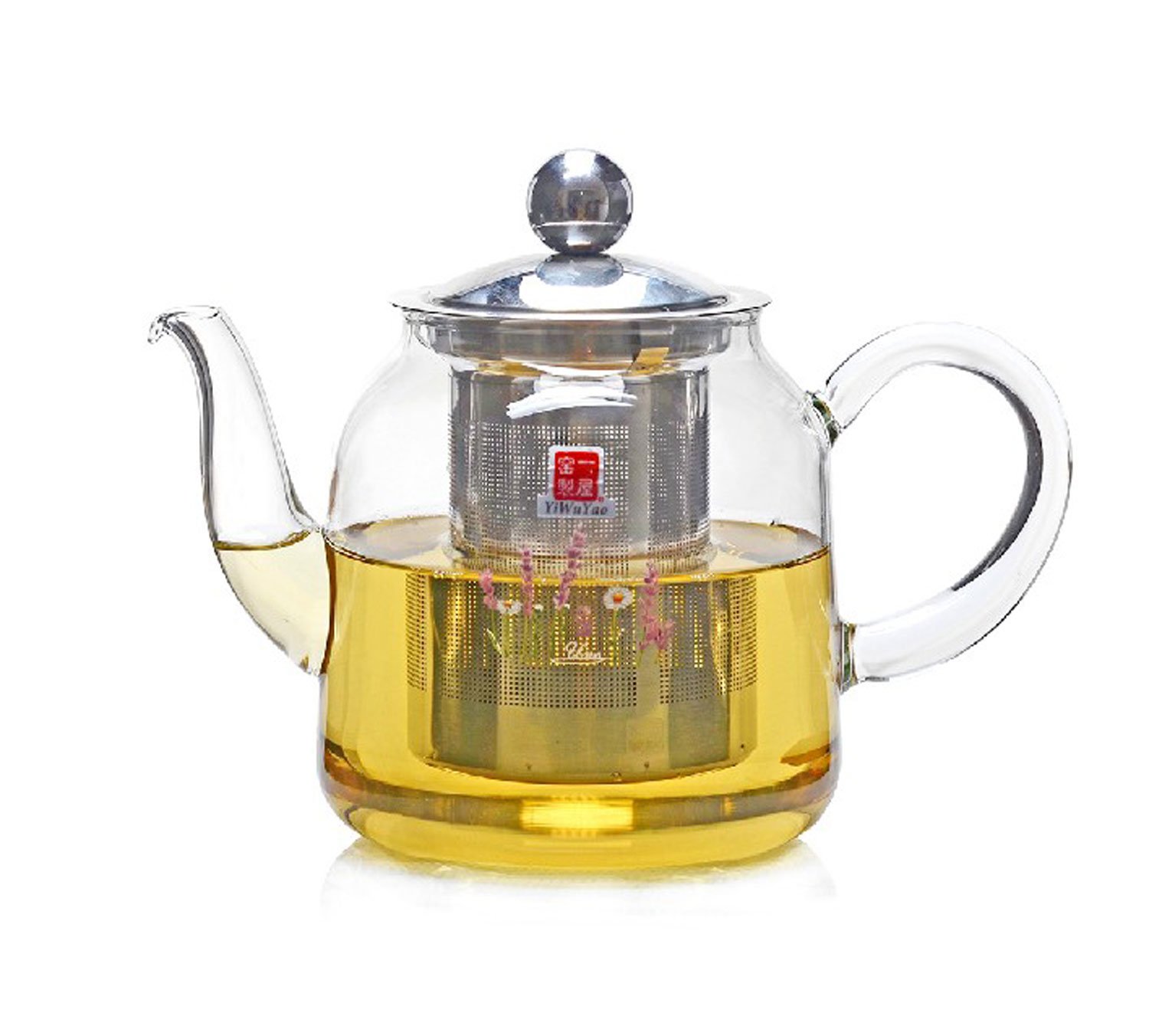 Borosilicate Crystal Clear Glass Teapot with Stainless Steel Infuser (700 ml, 3 cups, 24 Fl-Oz)
