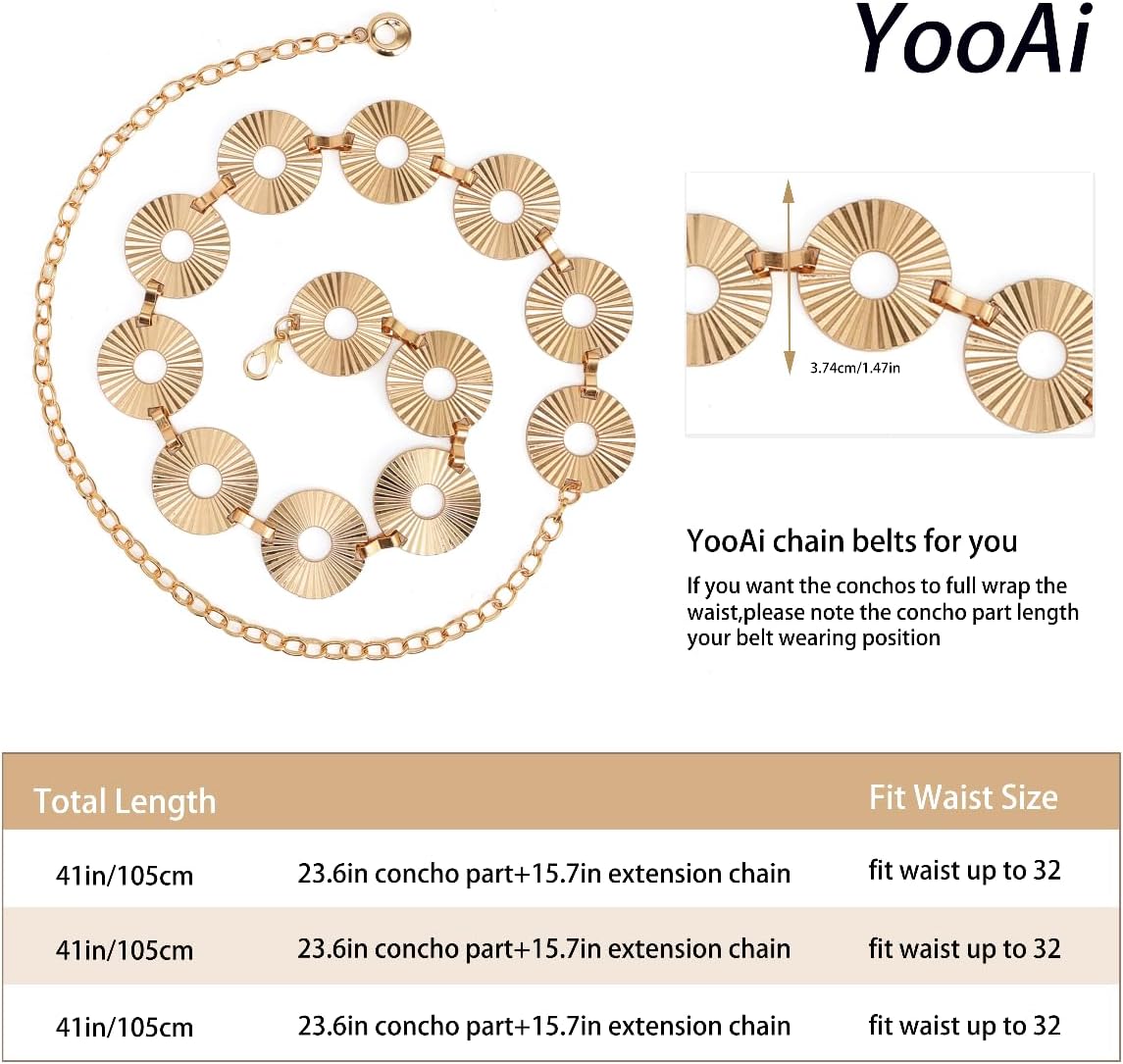 Chian Belt for Women Fashion Boho Metal Waist Body Chain Circle Link Belt - Image 5