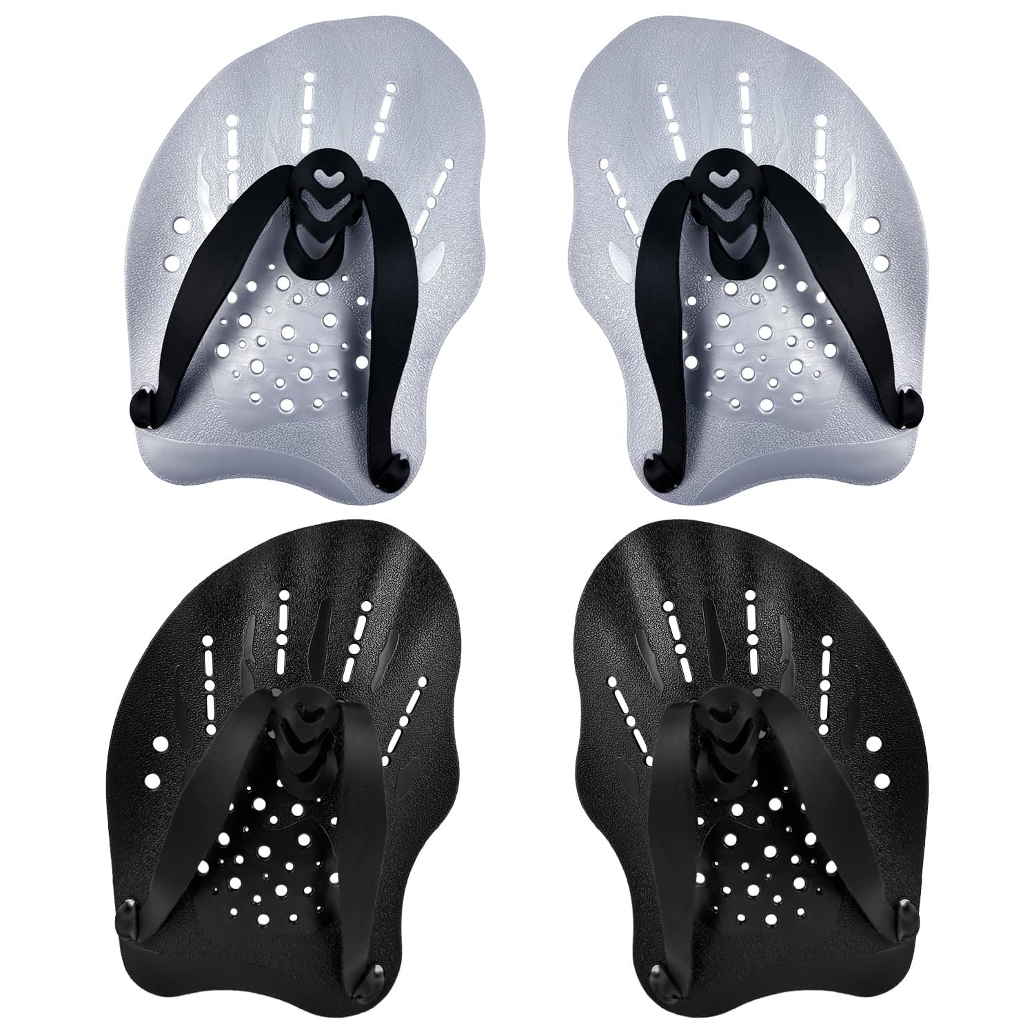 2 Paia Palette Nuoto Piscina, Palette Nuoto Regolabili per Adulti e Bambini, Strumenti di Allenamento per le Mani in Silicone, Unisex, ideale per gli Esercizi in Piscina